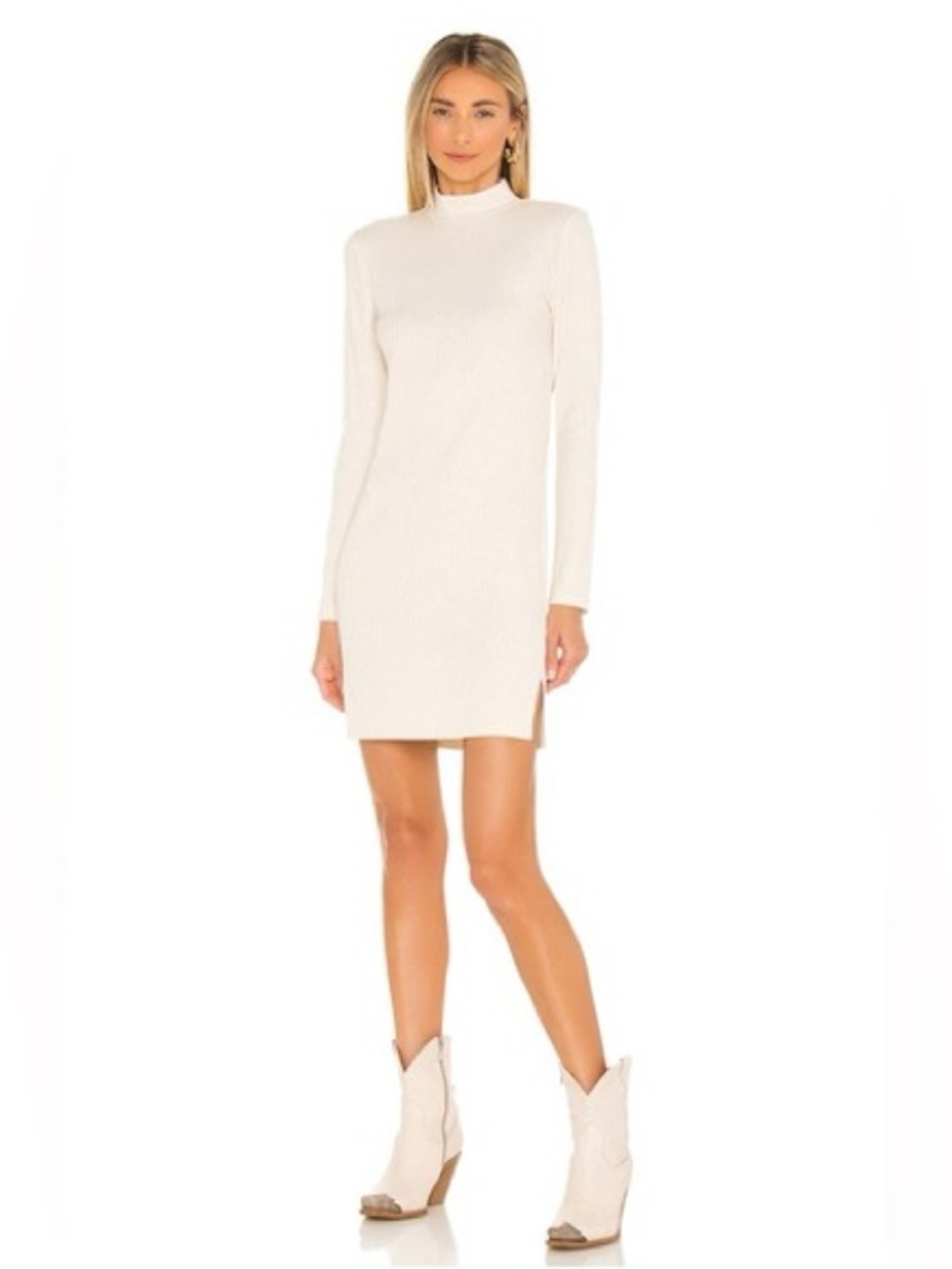 BB Dakota Cream Mock Neck Long Sleeve Mini Dress
